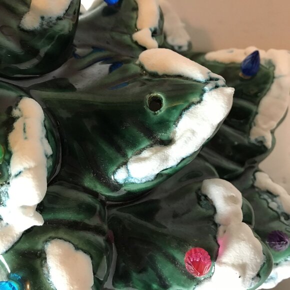 Vintage Ceramic Christmas Tree With Snow & Lights 14" Handmade - Picture 7 of 10